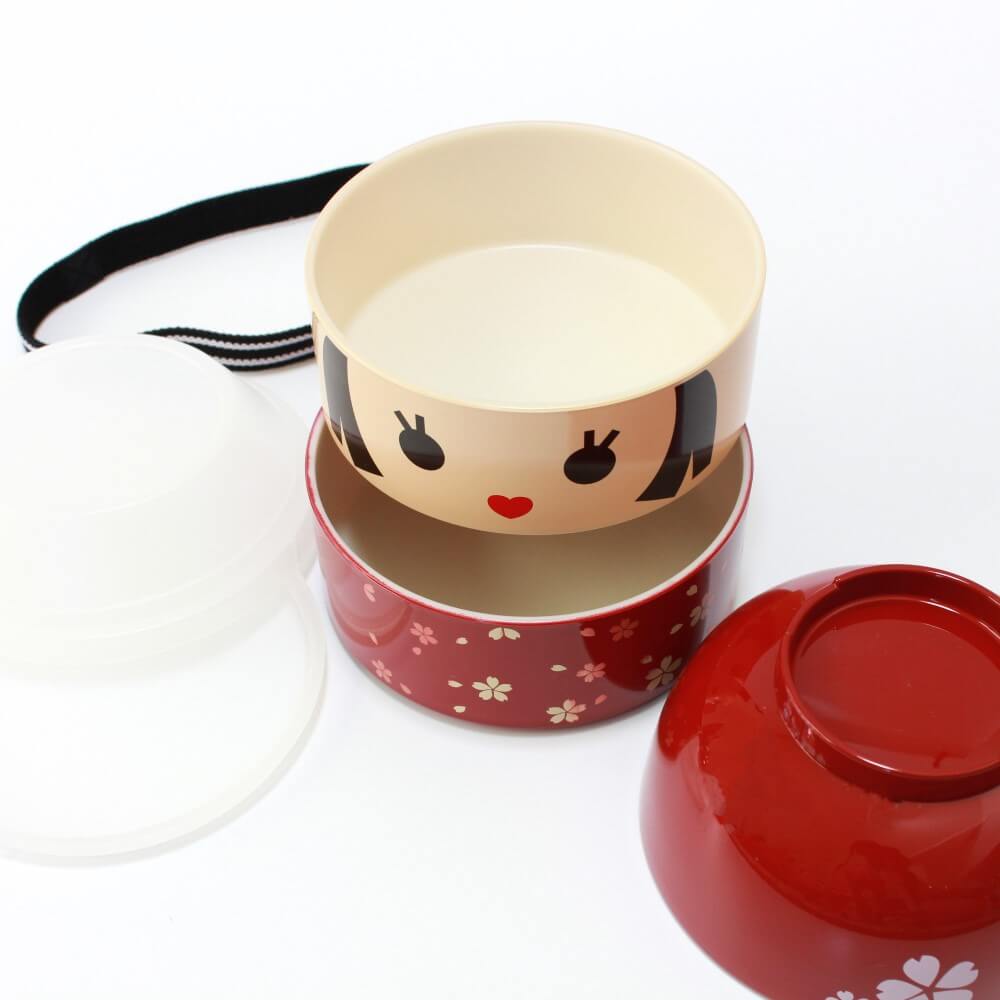 kokeshi hanako bento box lids off