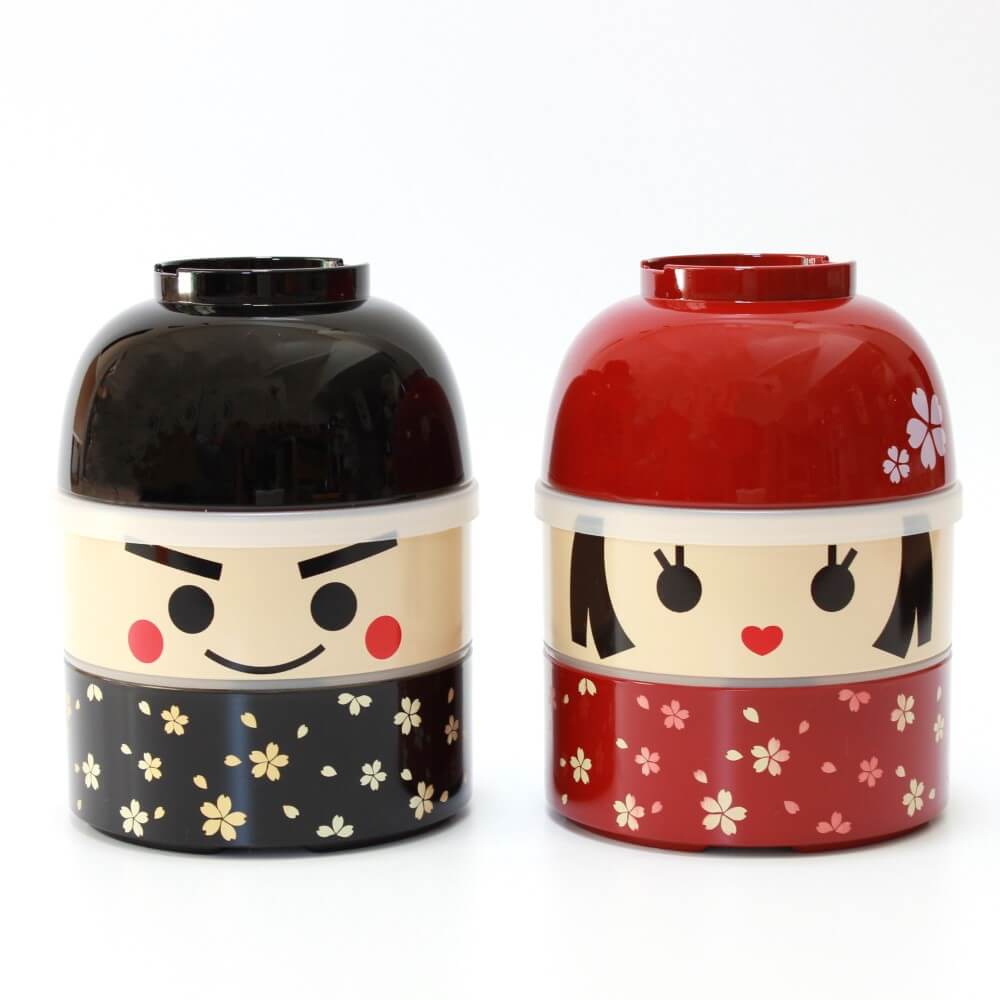 kokeshi hanako ichiro bento boxes side by side