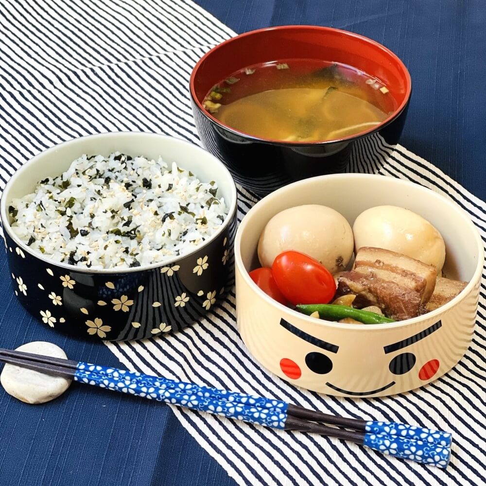 bento in kokeshi bento box and bowl