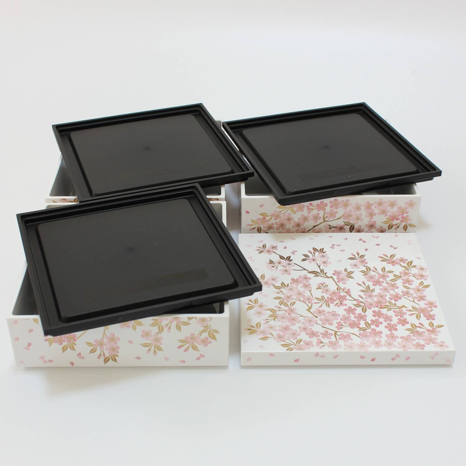 Sakura White and Pink 3 Tier Picnic (Jubako) Bento Box
