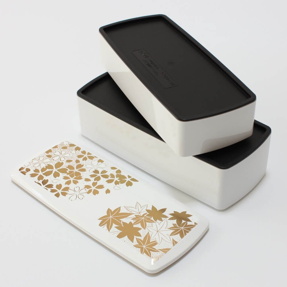 lid off hanamaru rectangle white bento box