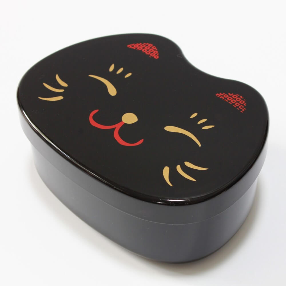 maneki cat black 1 tier bento box