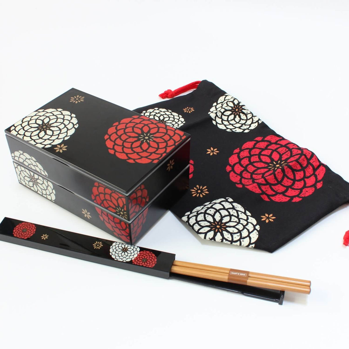 Momoka Rectangle Black Bento Box Set