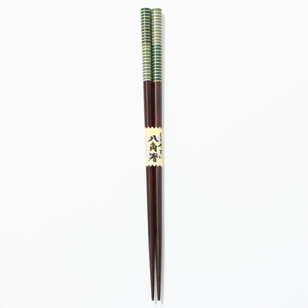musou green wood chopsticks overhead shot