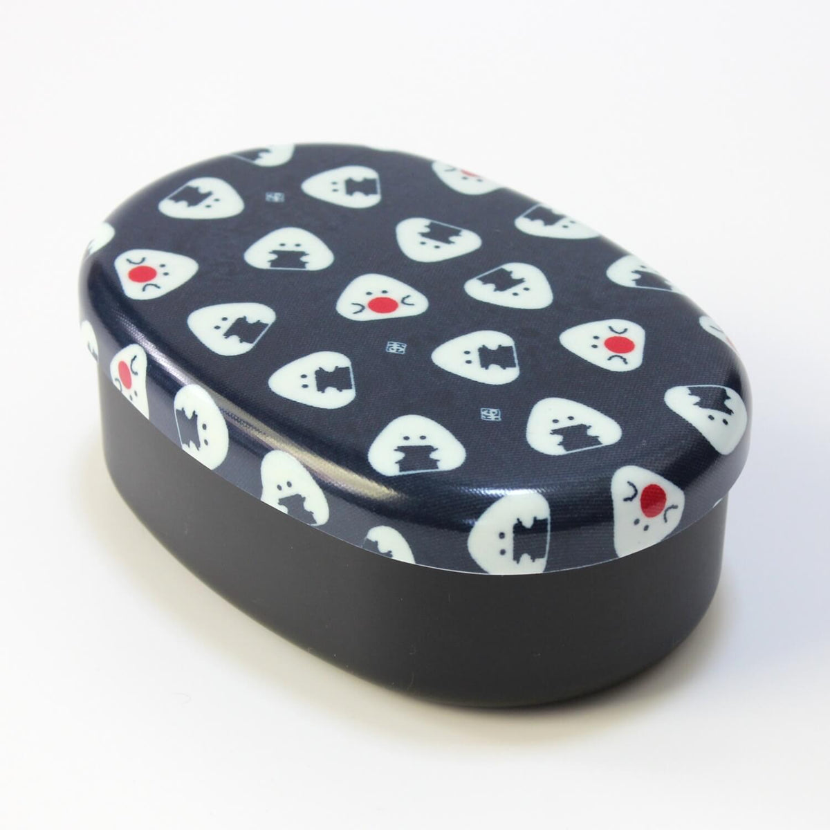 nori and ume onigiri pattern cloth infused navy 1 tier bento box