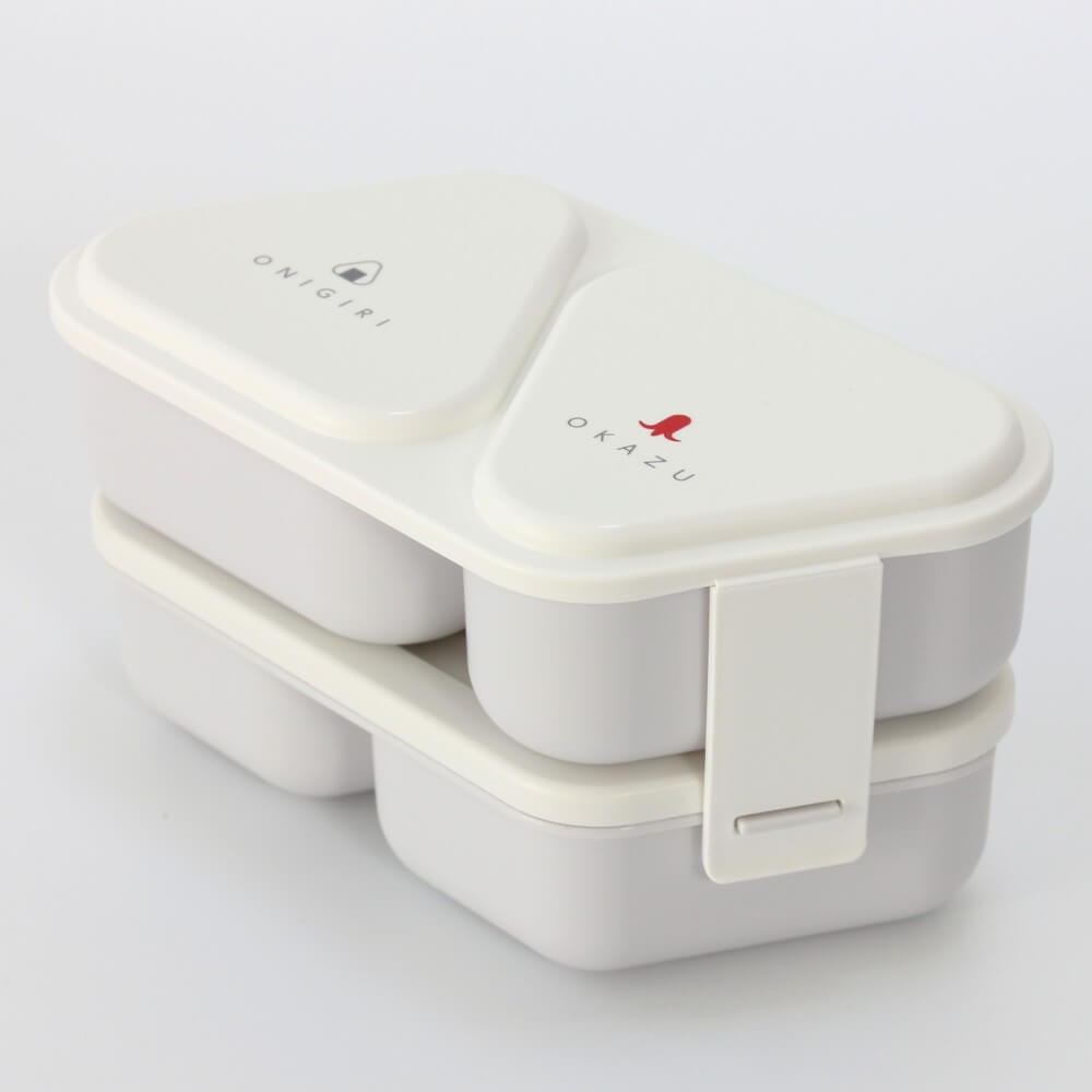 2 tiered white onigiri bento case and mould