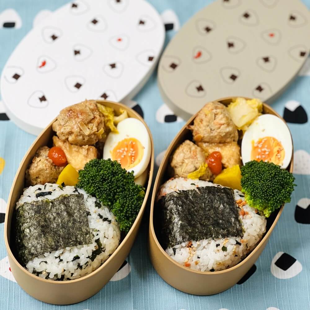 onigiri bento in two bento boxes