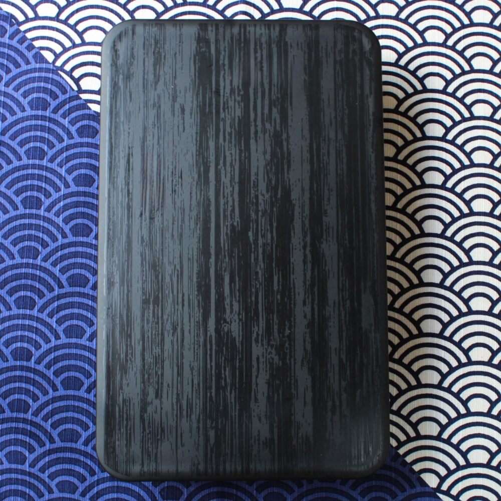 overhead shot charcoal black bento box lid