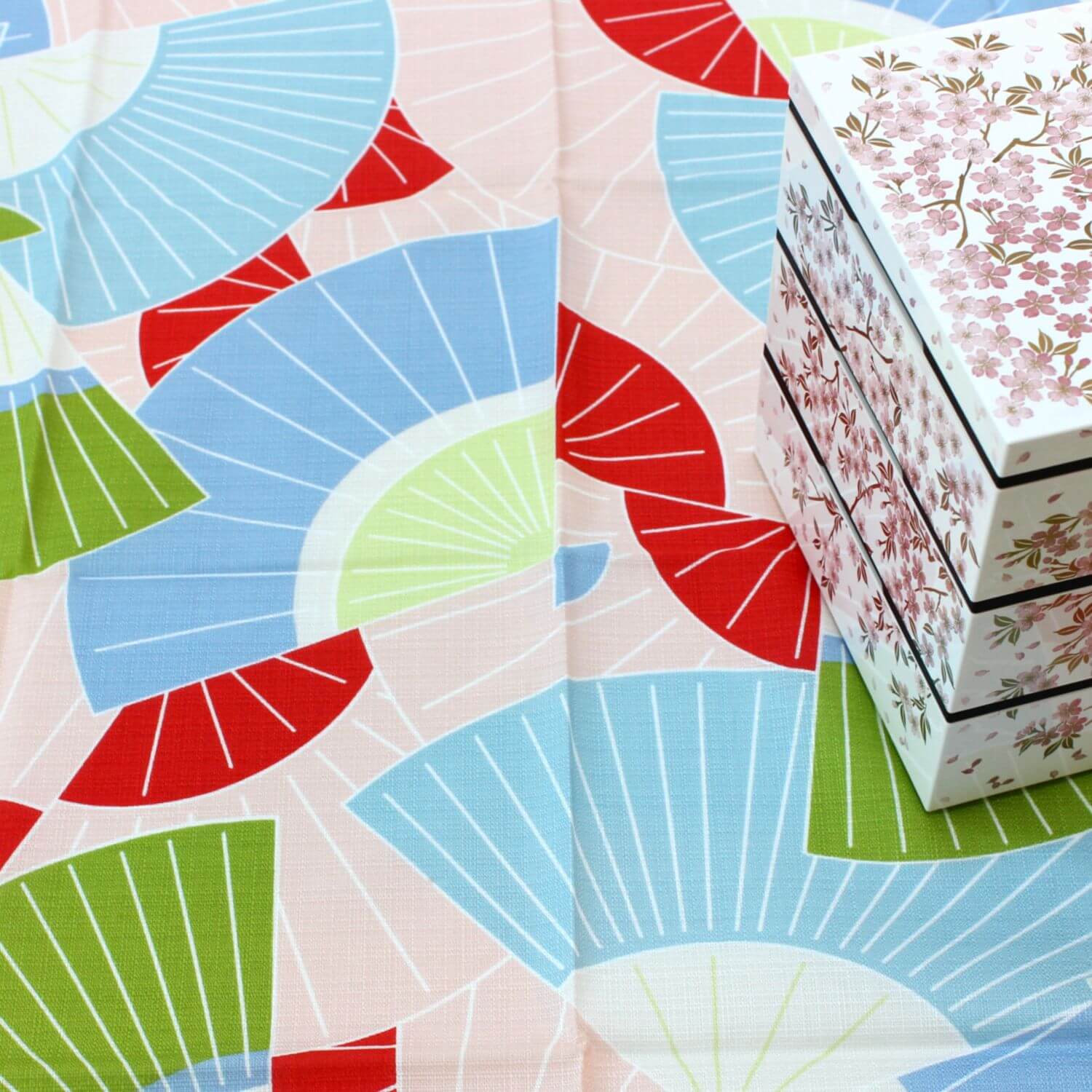overhead shot of sensu furoshiki 

