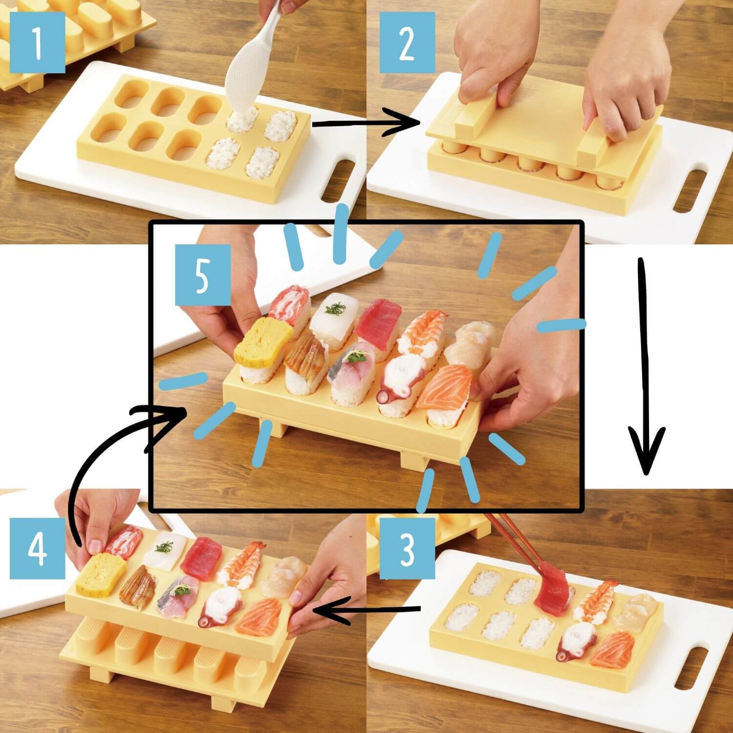 steps for pop up sushi maker 