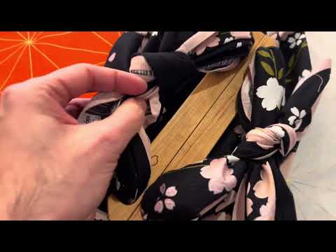 Demonstration video showing opening and close of a furoshiki patchin made bag