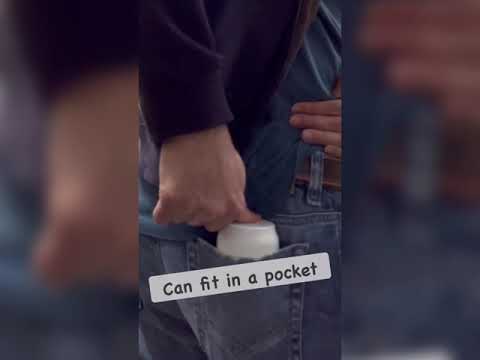 video of filling allday drink bottle with a flat white coffee