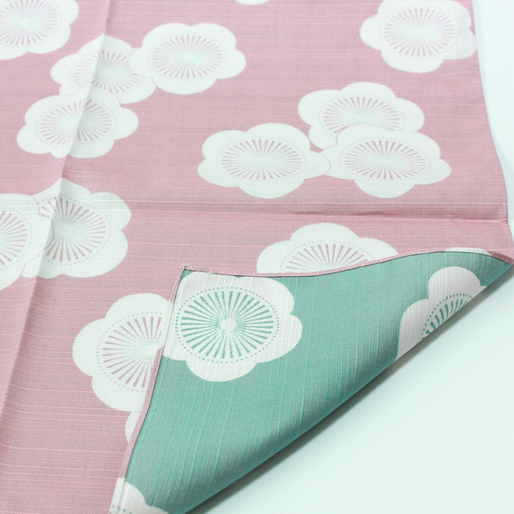 Isa Monyo Japanese Plum Baby Pink and Blue Double Sided Furoshiki Wrapping Cloth 48cm