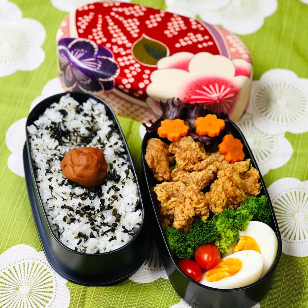 sakura blossoms oval bento box with food