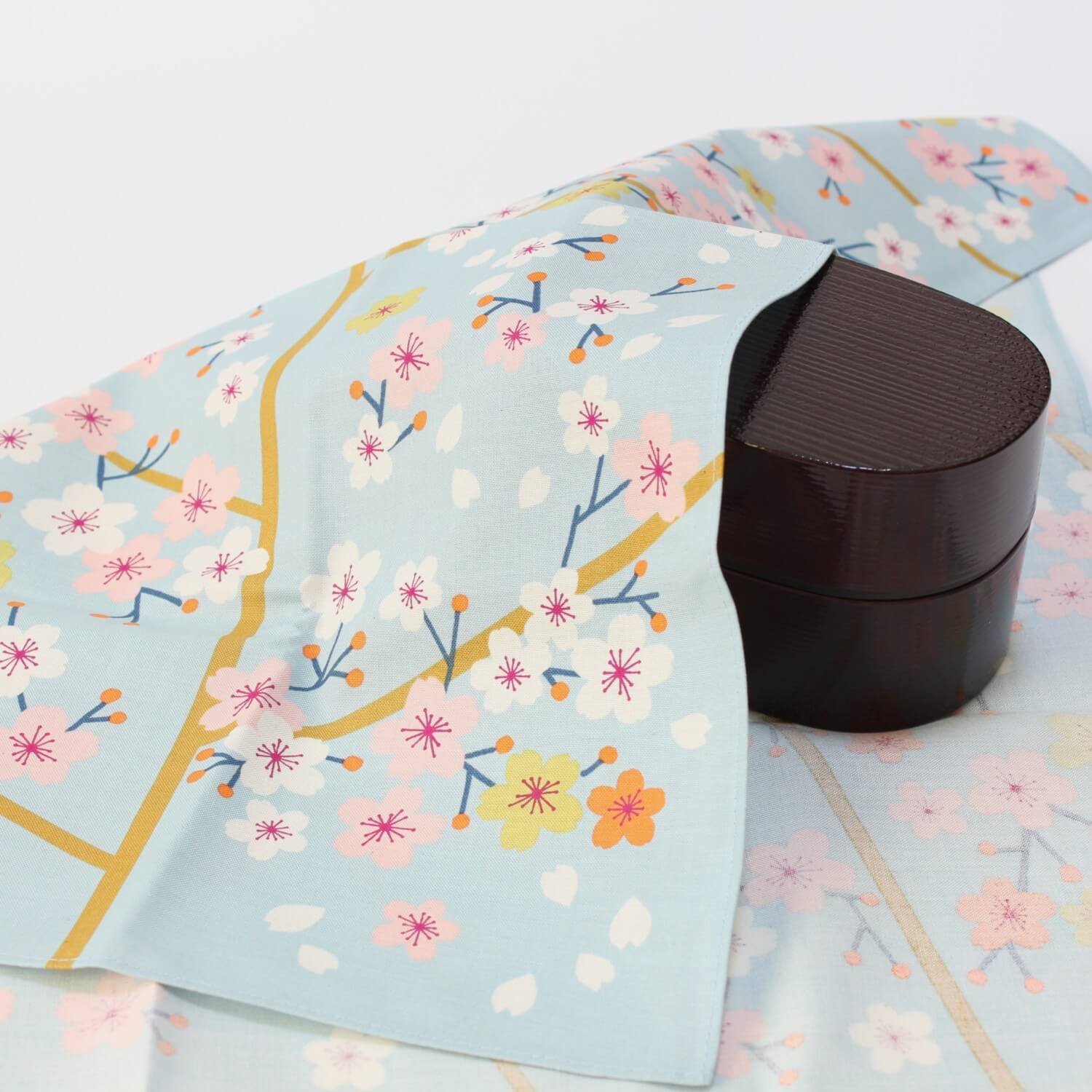 Hime Musubi Adeline Klam Sakura Furoshiki Wrapping Cloth 50cm | Green, Blue Grey