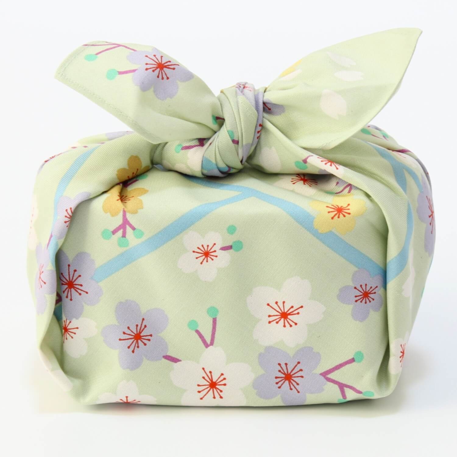 Hime Musubi Adeline Klam Sakura Furoshiki Wrapping Cloth 50cm | Green, Blue Grey