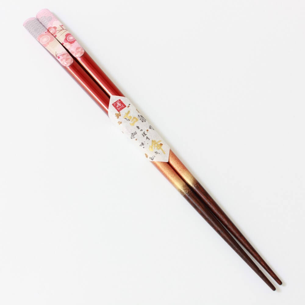 side view fukuju red chopsticks