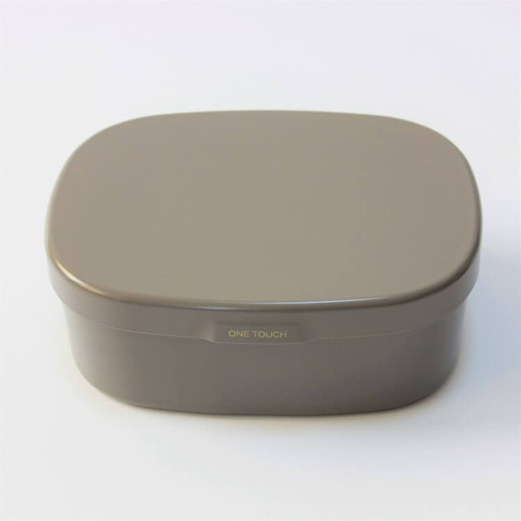 side view of grey japanese bento box