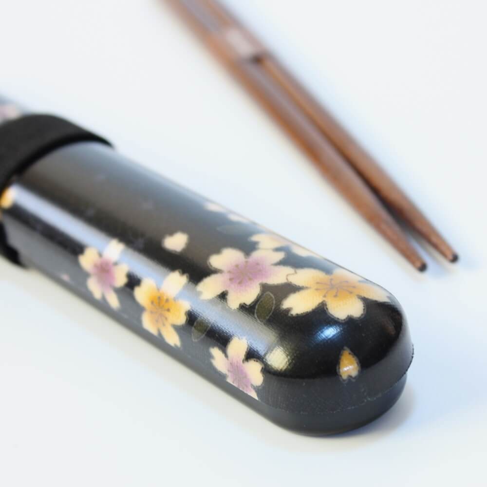 stylized shot ryusui sakura black chopsticks case set