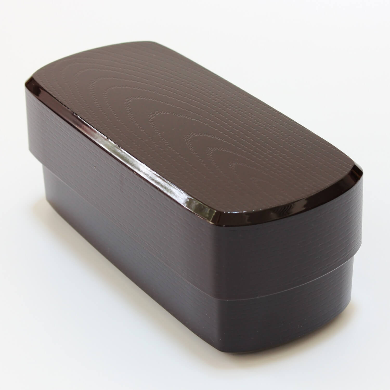 tame mokume rectangle 2 tier brown bento box