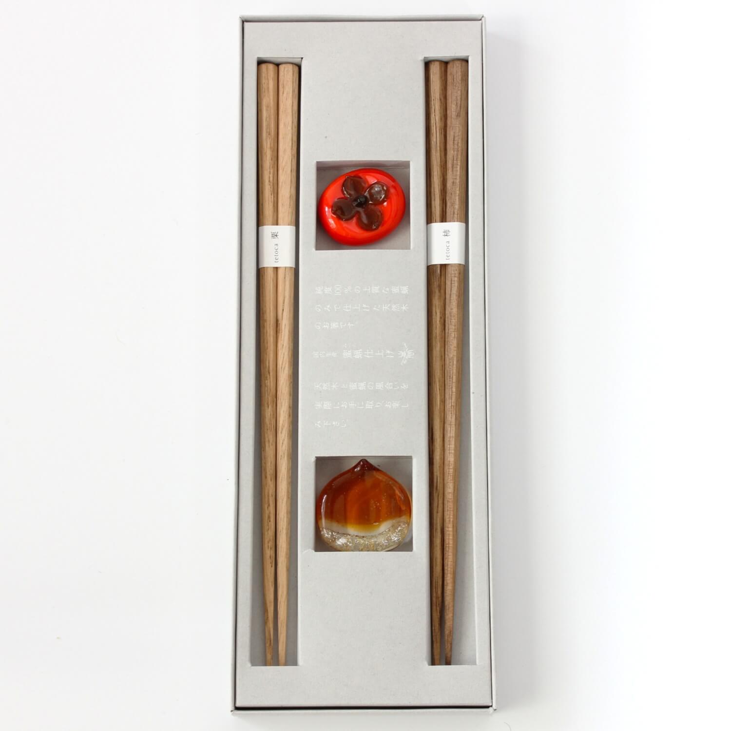 tetoca chestnut and persimmon chopsticks gift set