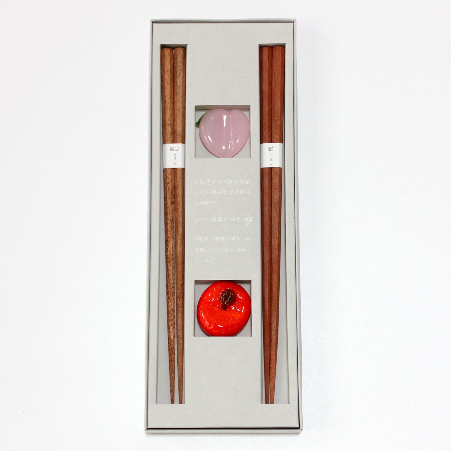 tetoca mandarin and peach chopsticks gift set