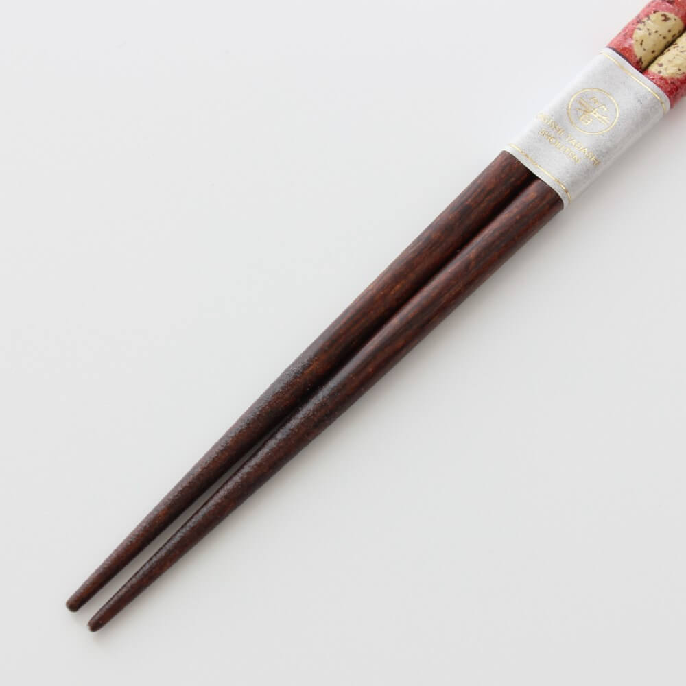 tips of red mizutama chopsticks