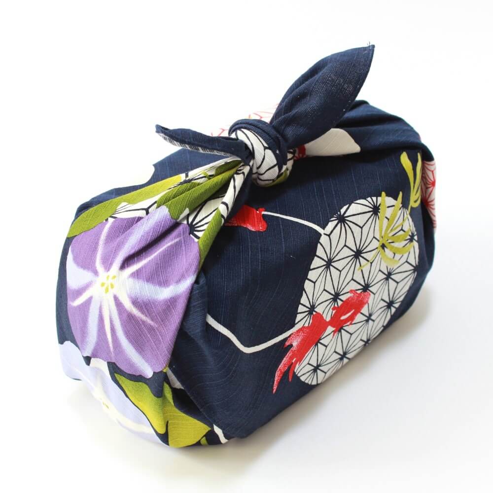 top asanoha goldfish furoshiki wrapped bento box