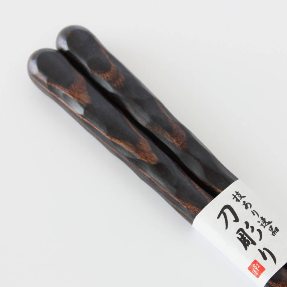 ultra close up black thick cut kaba no ki  birch chopsticks