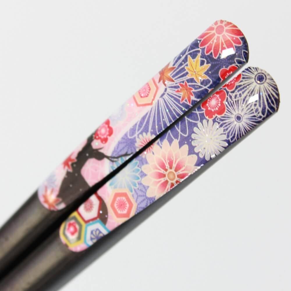 ultra close up showing deer design japanesque deer chopsticks