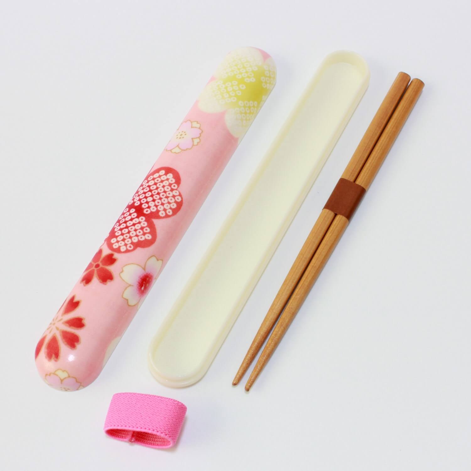 yume sakura chopsticks case opened with wood chopsticks