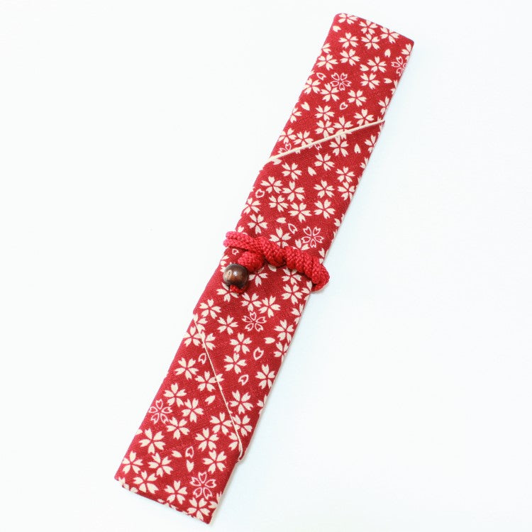 Sakura chirashi red chopsticks case full view