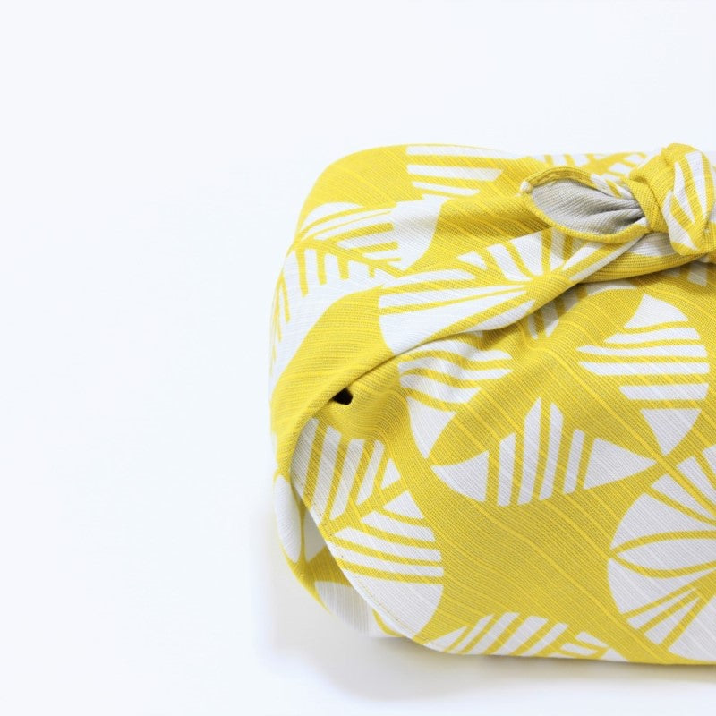 Majime Life Isa Monyo Furoshiki Pine Yellow Gray from Japan Made in japan wrapping cloth for bento lunch boxes front view