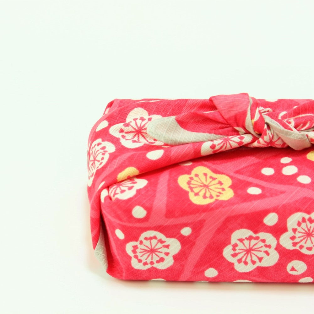 Majime Life Yumeji Takehisa furoshiki wrapping cloth Japanese plum pink 48cm Made in Japan  Wrap bento boxes lunch boxes and gifts presents front view