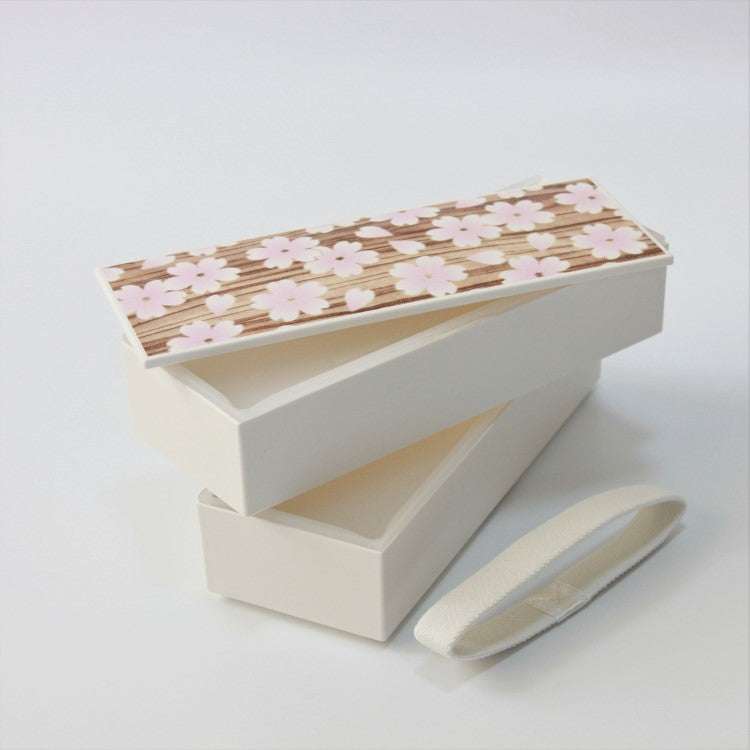 Image showing the layers of the Sakura Mokume Slim Pink 2 Tier Bento Box