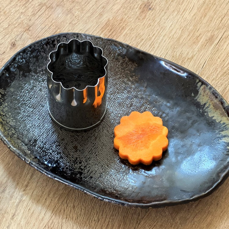 carrot cut with chrysanthemum flower cutter shape
