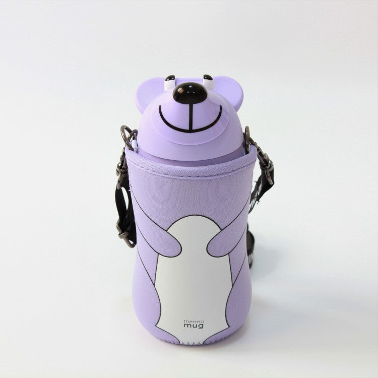 Front view of the bear animal drink bottle by thermo mug