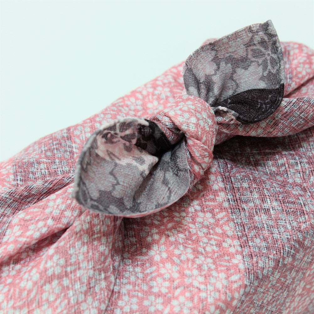 Cute knot of the Sakura Stripes Japanese wrapping cloth. Made in Japan. Know shows the design of the other side. 