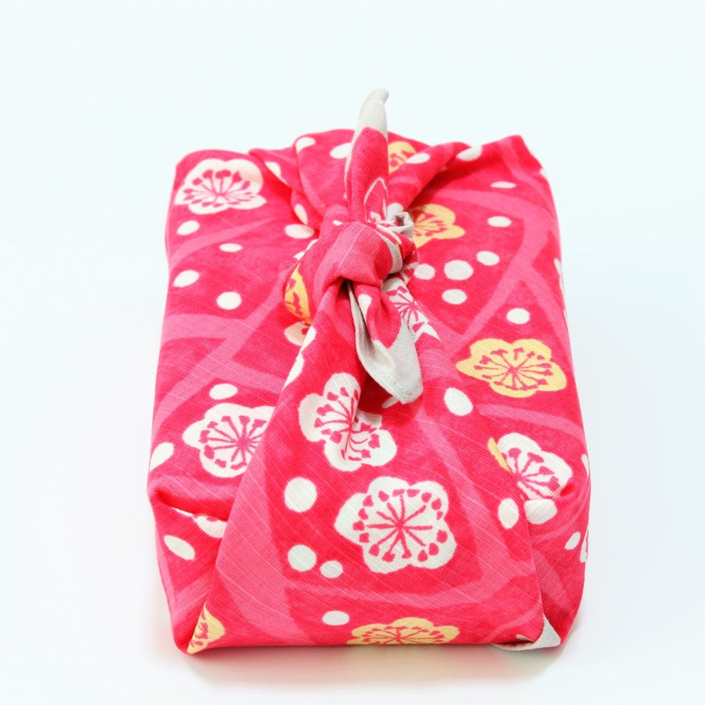Majime Life Yumeji Takehisa furoshiki wrapping cloth Japanese plum pink 48cm Made in Japan  Wrap bento boxes lunch boxes and gifts presents length view