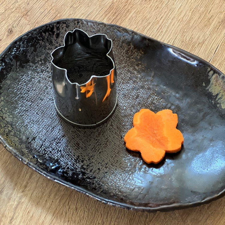 carrot cut with sakura cherry blossum flower cutter shape
