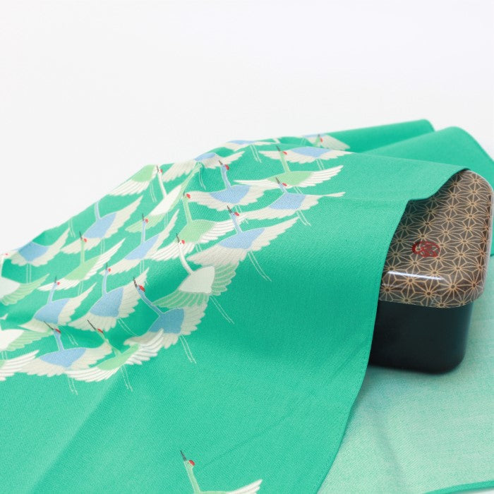 Turquoise furoshiki japanese wrapping cloth with cranes