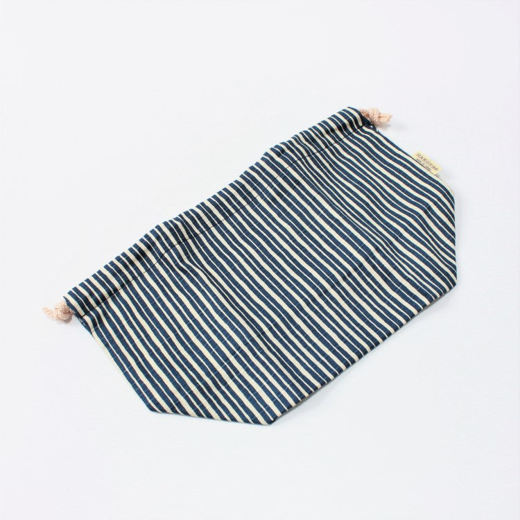 Tokusa Stripes Navy Bento lunch bag laid flat 