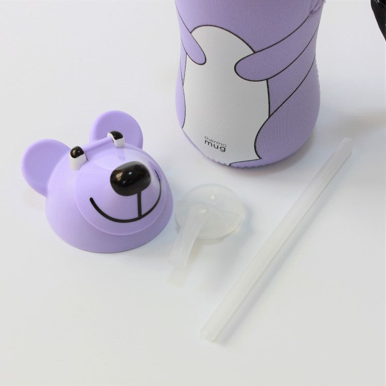 straw can be taken out from the lid of this animal bottle by thermo mug