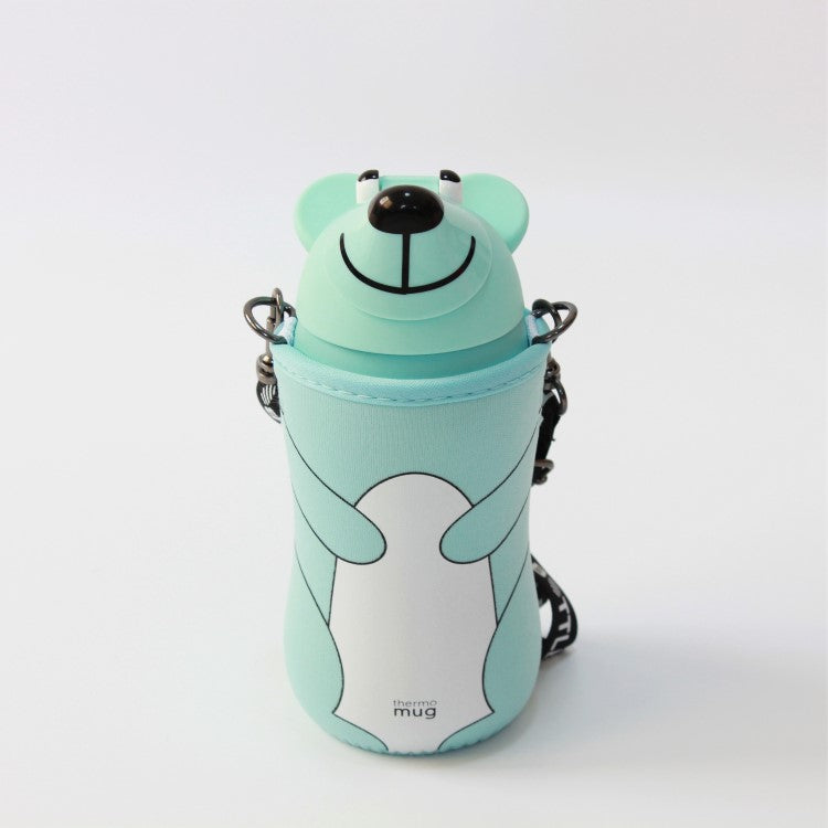 front view of the animal bottle from thermo mug, in ice blue colour