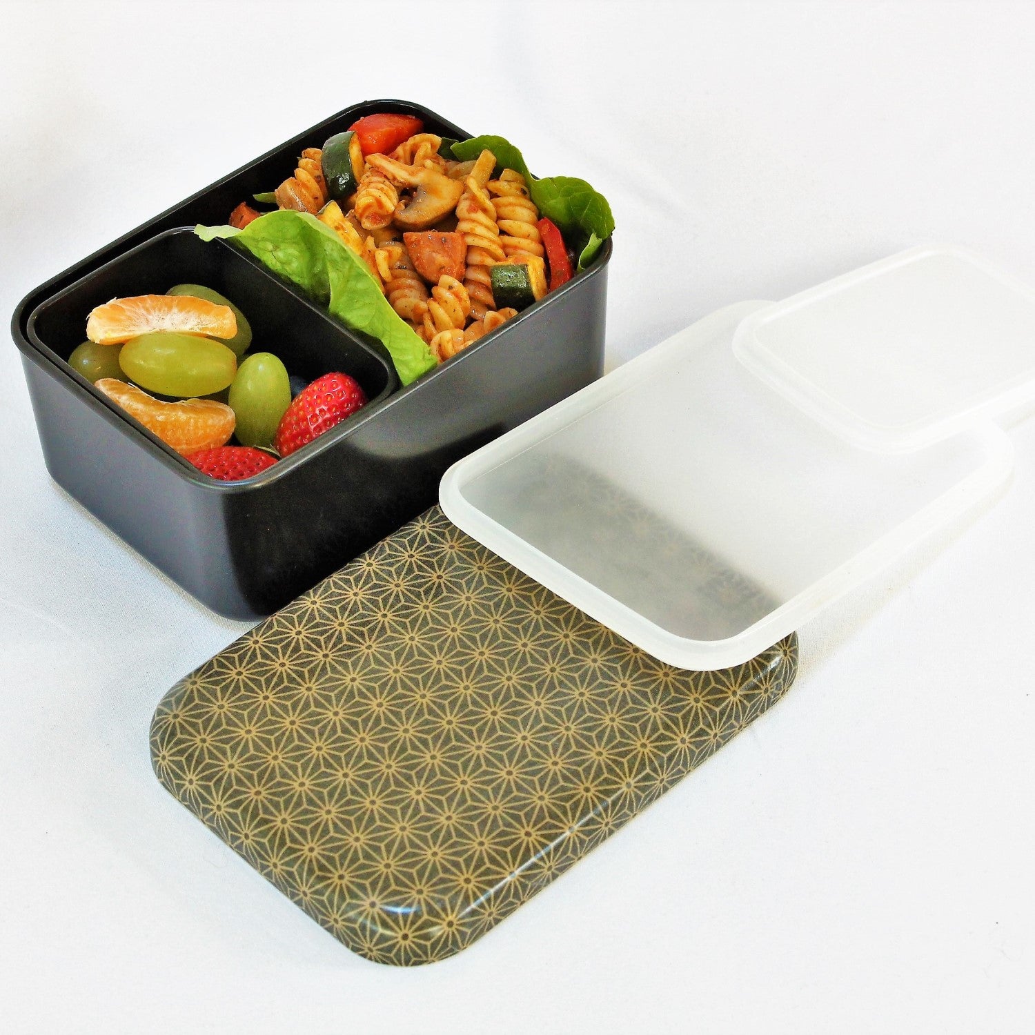 Majime Life Wagara Asanoha 1 tier bento box from Japan Japanese bento boxes for adults Made In Japan bento lunch box with food