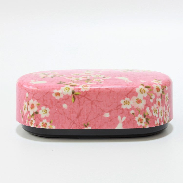Compact view of the Sakura Usagi Pink 2 Tier Bento Box