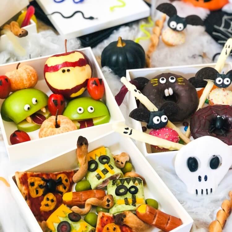 Halloween themed food  in picnic bento box