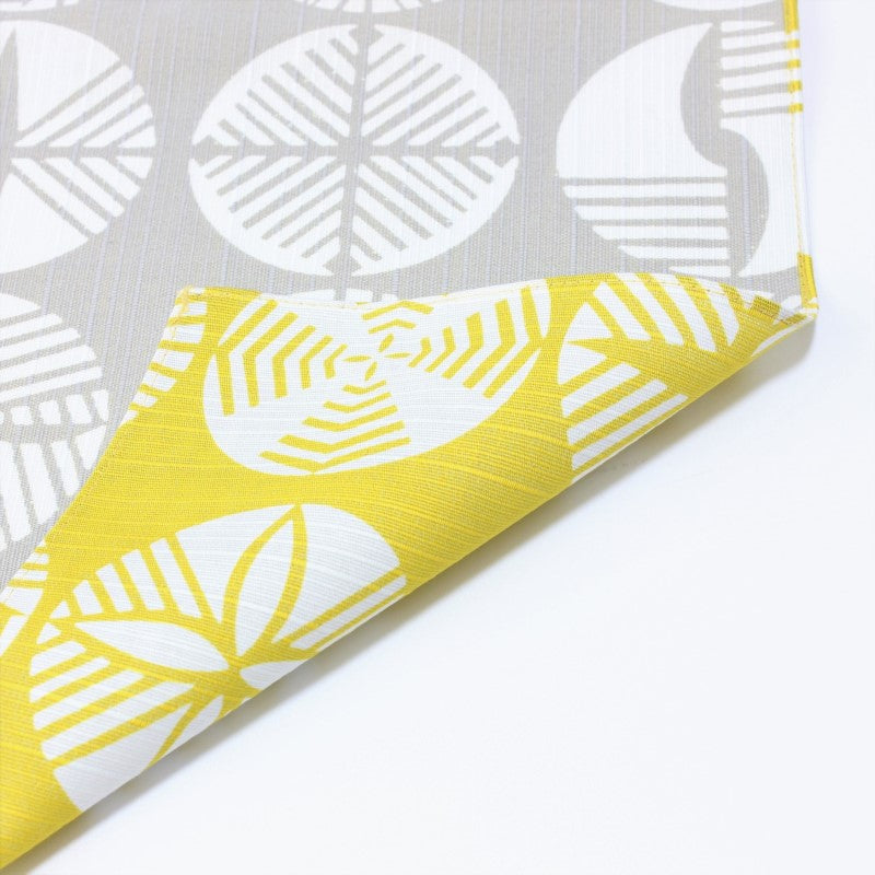 Majime Life Isa Monyo Furoshiki Pine Yellow Gray from Japan Made in japan wrapping cloth for bento lunch boxes  double sided reversible