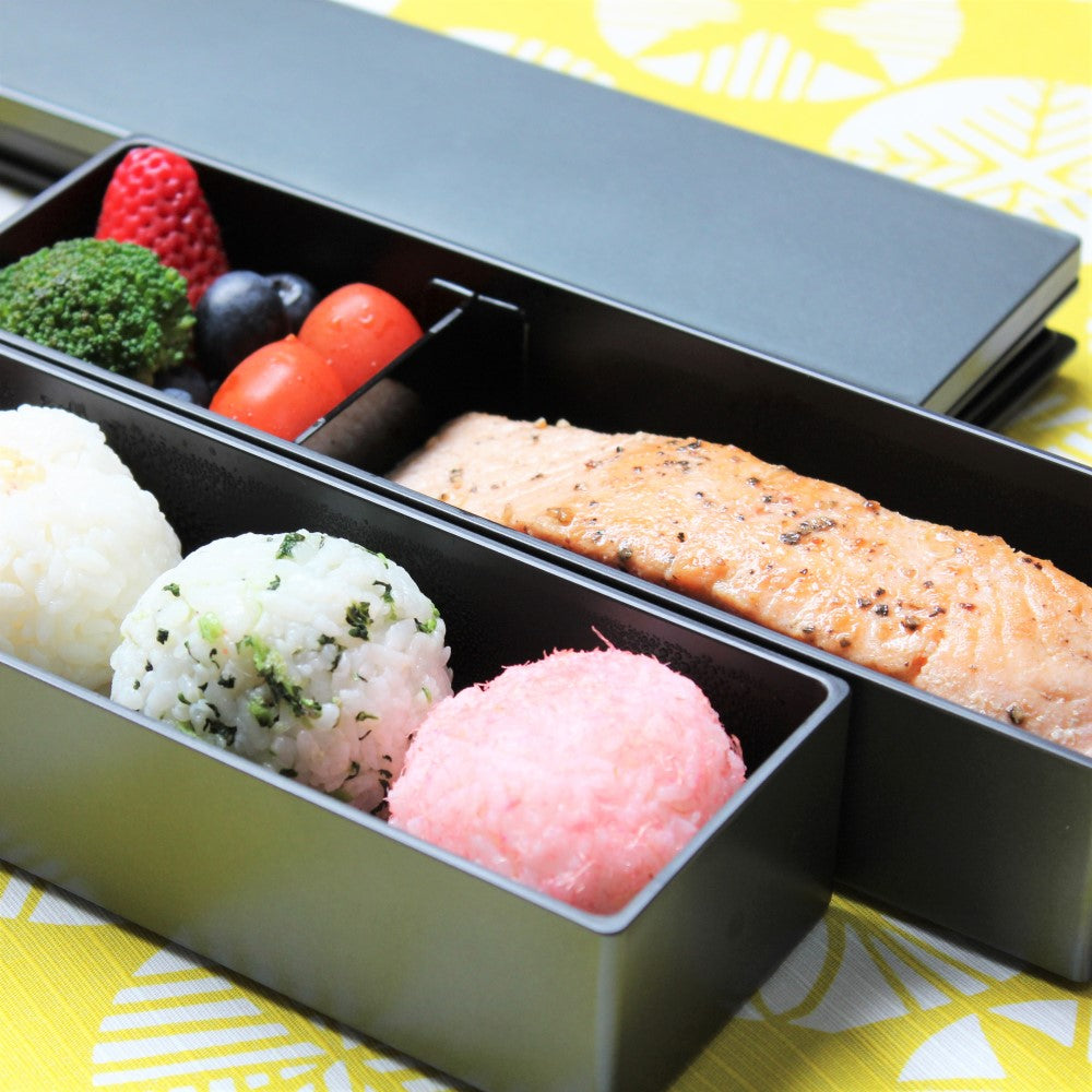 Food can be beautifully separted and presented in this bento box