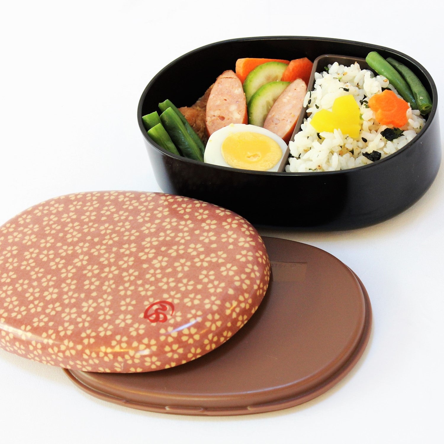 Majime Life Wagara Sakura 1 tier bento box from Japan Japanese bento boxes from Japan Made in Japan compact bento lunch boxes  with egg rice sausage food lunch bento